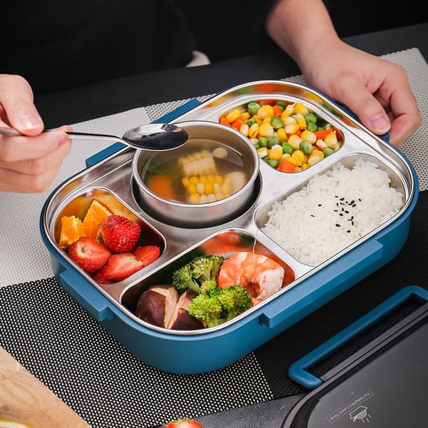 304 rostfritt stål dubbel partition stor kapacitet lunchlåda