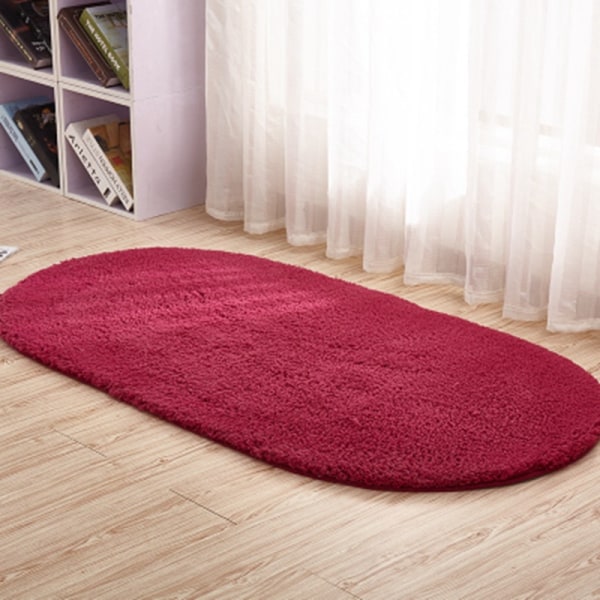 Ovalt, tykt plysjteppe for stue soverom - Burgunder 40*60cm