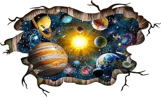 3D Shattered Blue Cosmic Galaxy Wall Decals
