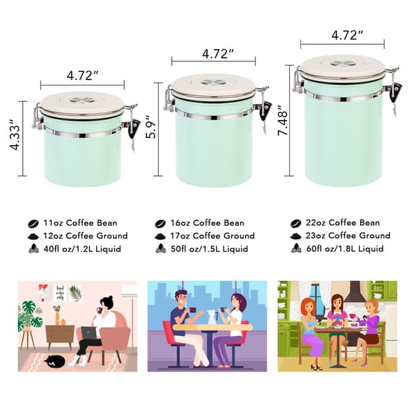 Rustfrit Stål Kaffebeholder med Dato til Opbevaring af Mad 1,8L