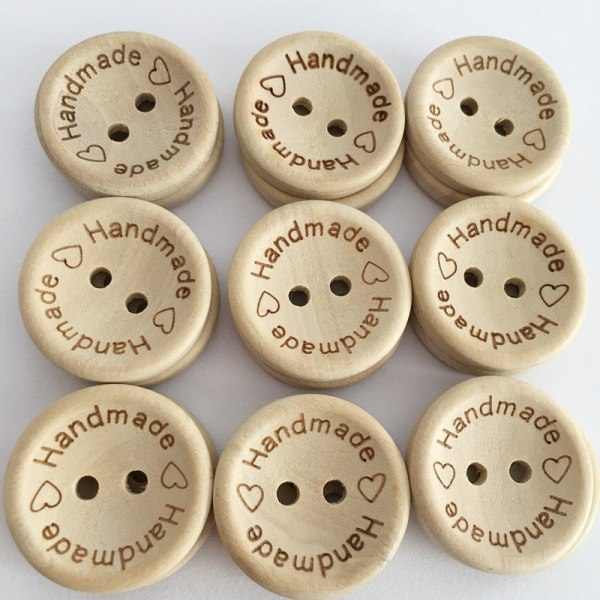 100 handmade wooden buttons, handmade buttons, wooden sewing but