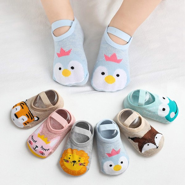 Low Stretch Cotton Non-Slip Ankle Socks, with Cartoon Strap (Ani