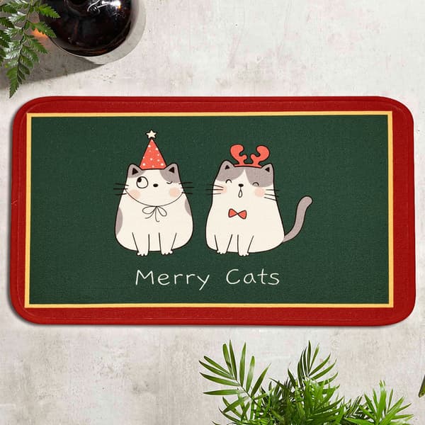 Julemåtte i uld, 40x60cm (Merry Cats)