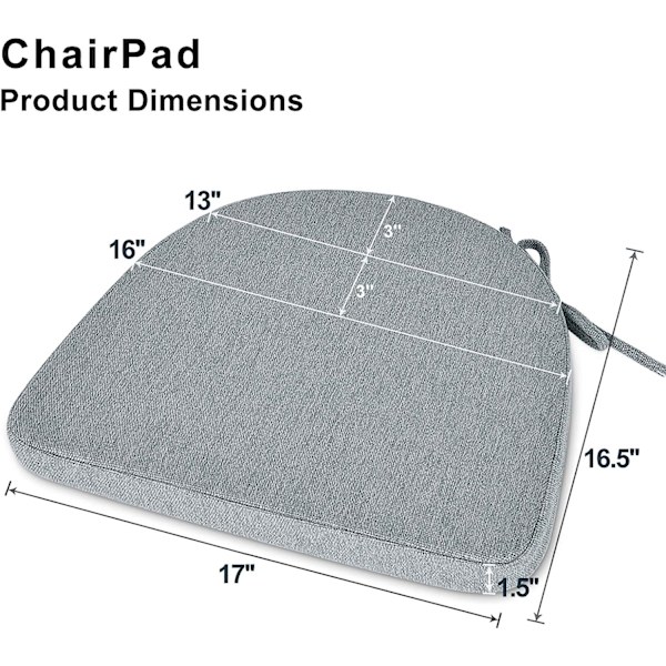Indendørs Stolepude til Spiseborde, Blød og Behagelig Teksturerede Memory Foam Køkkenstolspuder med Bånd og Skridsikker Bagside 45*42CM - Blå