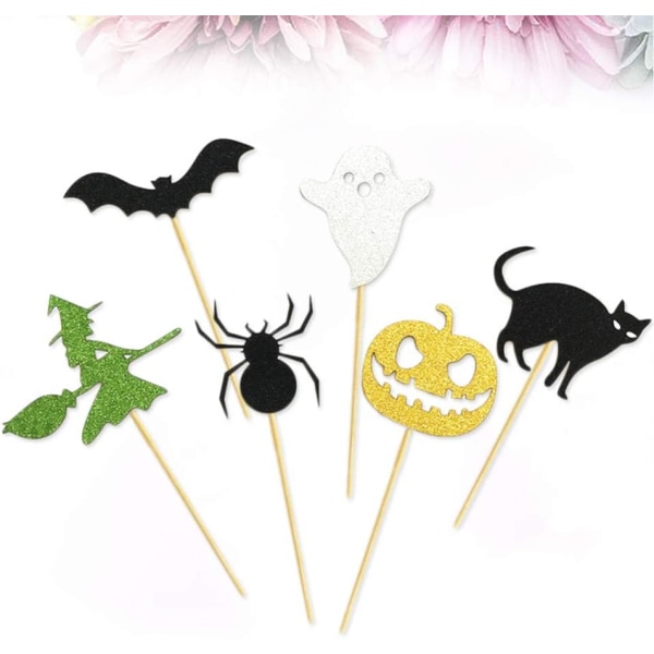 Sæt med 12 uhyggelige cupcake-toppers af høj kvalitet, Halloween-desserter, Ha