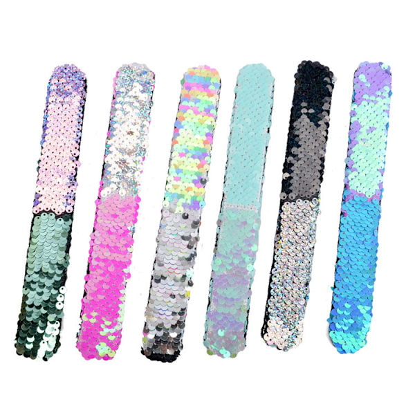 12 stk. (tilfeldige farger) Sequin Mermaid Armbånd 2-farget Reversib