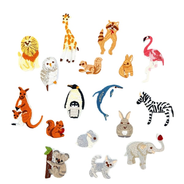 17 Pack Clothing Iron-On Patches Animal Iron-On Patches with Cut