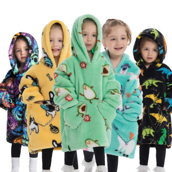 Barn Kids Söt Djur Flanell Termisk Hoodie - Rolig Hundhuvud Children