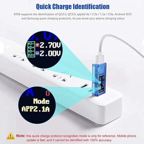 USB 3.0 Fargeskjerm Voltmeter Ammeter Spenningsmåler Strømmultim