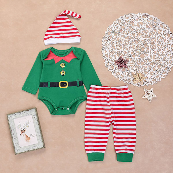 3-delad jultomte-outfit för babypojkar och -flickor, långärmad sparkdräkt med
