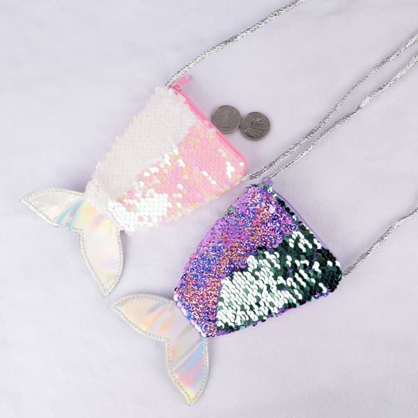 3 stk. Sequin-møntpung til små piger Mini Mermaid Tail Se