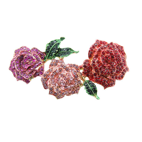 Rhinestone Rose Blomma Brosch för Kvinnor Bröllop Mode Smycken