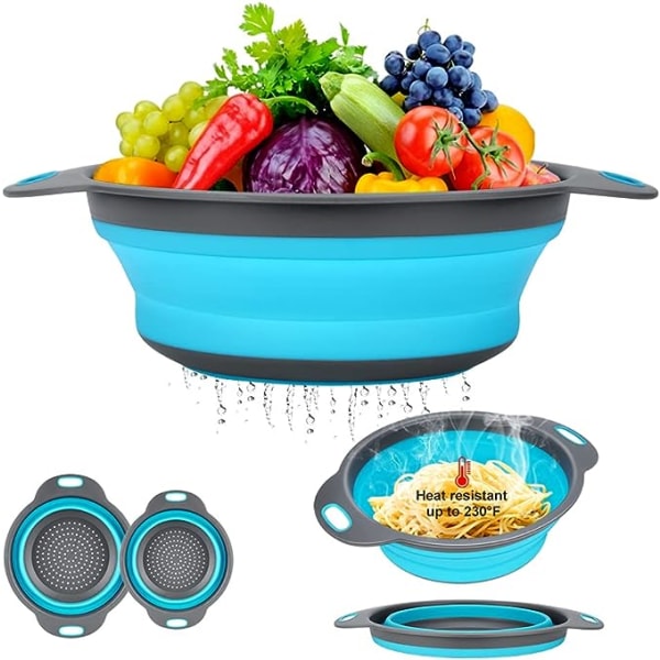 2 Pack Collapsible Colander Basket, Fruit and Vegetable Washing