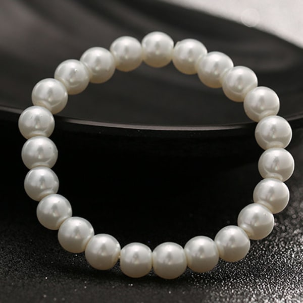 8MM White Pearl Armband Armband För Kvinnor Beaded Armband Jewelr