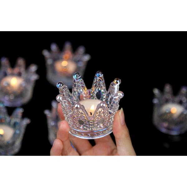 Set med 6 färgglada kronljusglas för värmeljus, för bröllop,