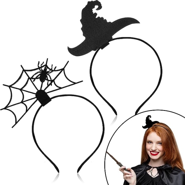 2-Pack Halloween Hair Headband Spider Web Headband Witch Hat Hea