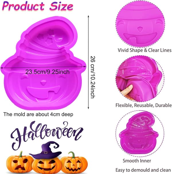 Stor Halloween kakeform Halloween 3D gresskarform silikonform