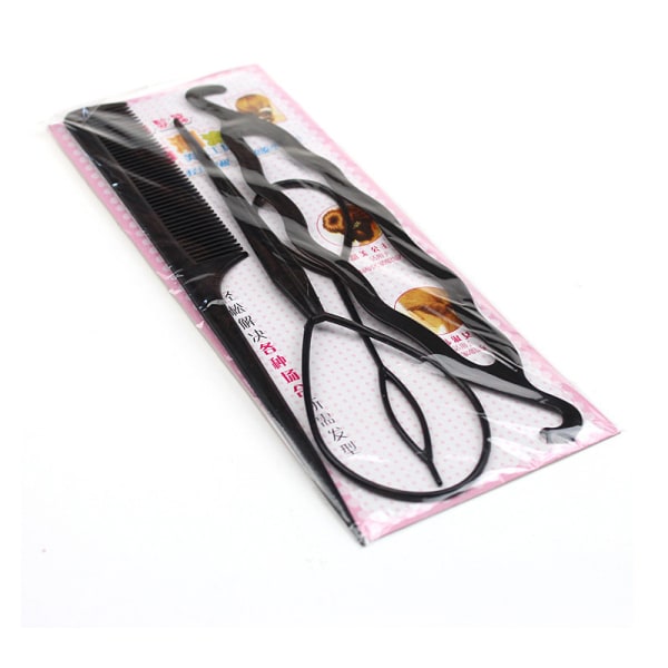 4 st franska flätor Topsy Tail Clip Styling Stick DIY Bun Maker