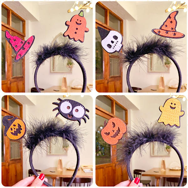 4 stk Halloween hårhårbånd Freaky Black Hair Mustaches Ma