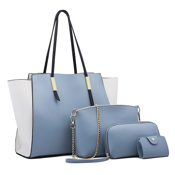 Dametasker Mode Håndtasker Pengepung Tote Bag Skuldertaske Top Håndtag Satchel Pung Sæt 4stk - Blå