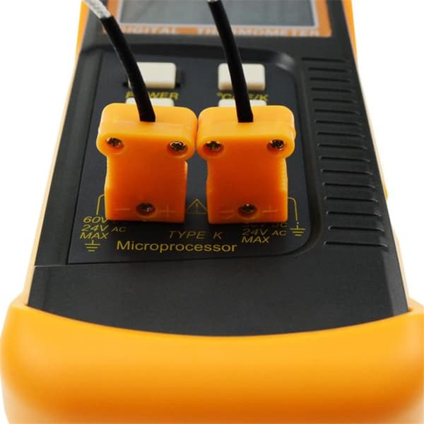 K-kanal termometer, med 2 termoelementer (fastmontert og