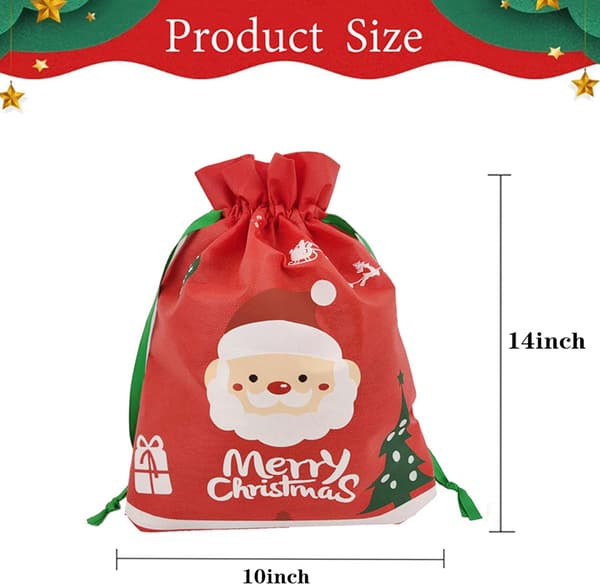 6-pack söta julklapps-presentpåsar med dragsko