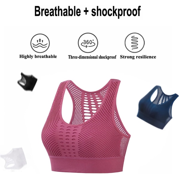 Mesh ytterkläder plus size sport och fitness bh - Rosa XL