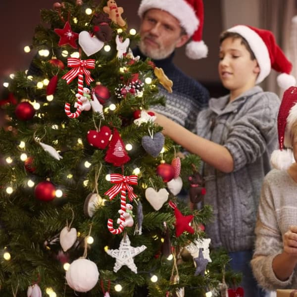 Peppermynte Candy Cane Julepynt, Julepynt med Julenissen til å Henge Opp