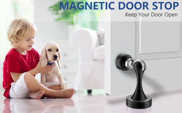 2-pack magnetiska dörrstopp i rostfritt stål