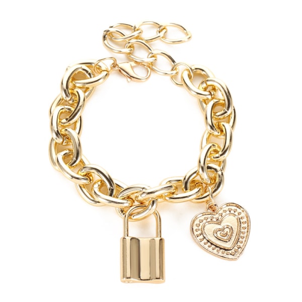 Hjärta charm armband med lås guld armband för kvinnor smycken