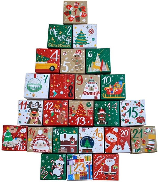 24 Dagers DIY Julekalender Bokser, 24 Nedtelling Julekalender