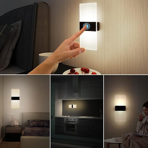 2 stk LED-vegglampe med bevegelsessensor innendørs