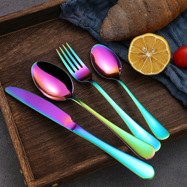 Gafflar, 1 set med 4 gafflar i rostfritt stål, Rainbow Color Forks Wes