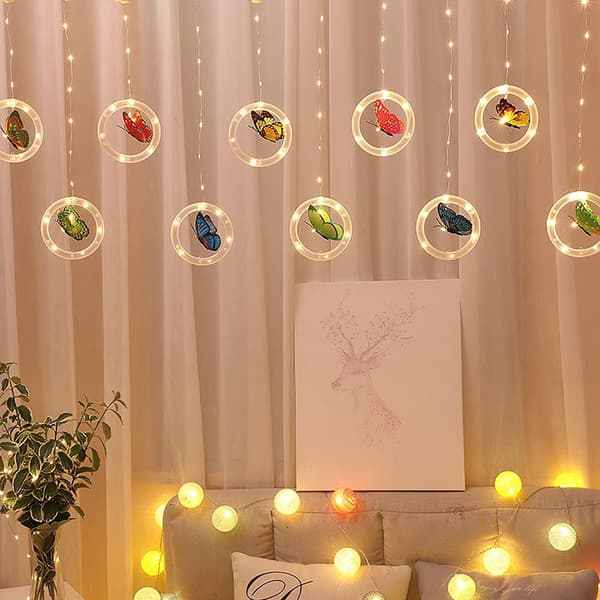 Sommerfugl gardinlys til soverom - USB LED gardinlys, D