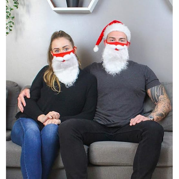 Voksen julemaske 6 stk. Sjov skæg julemand kostume