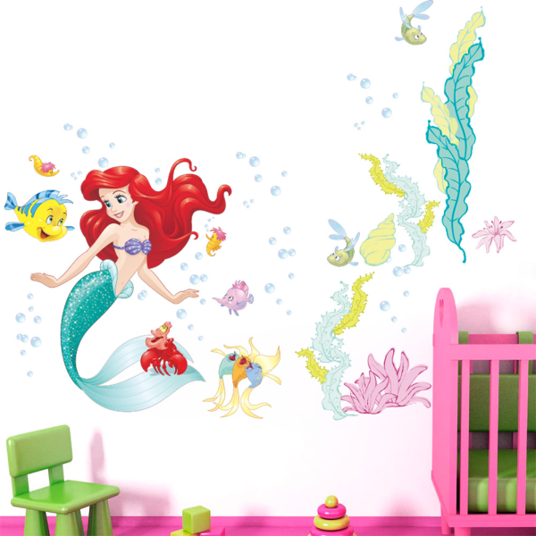 2 st The Little Mermaid väggdekaler Dekorera undervattens prins