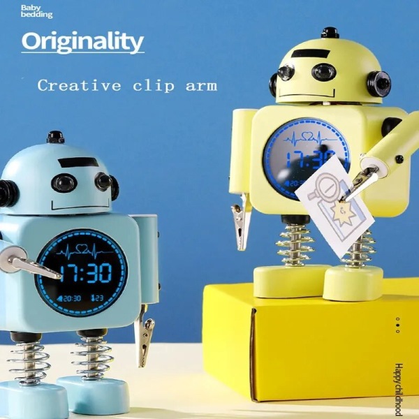 Smart Robot Digital Väckarklocka Temperaturdisplay Bordsur