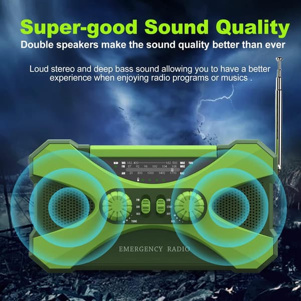 【10000 mAh】 Solcellsvevradio, NOAA väderradio Mult