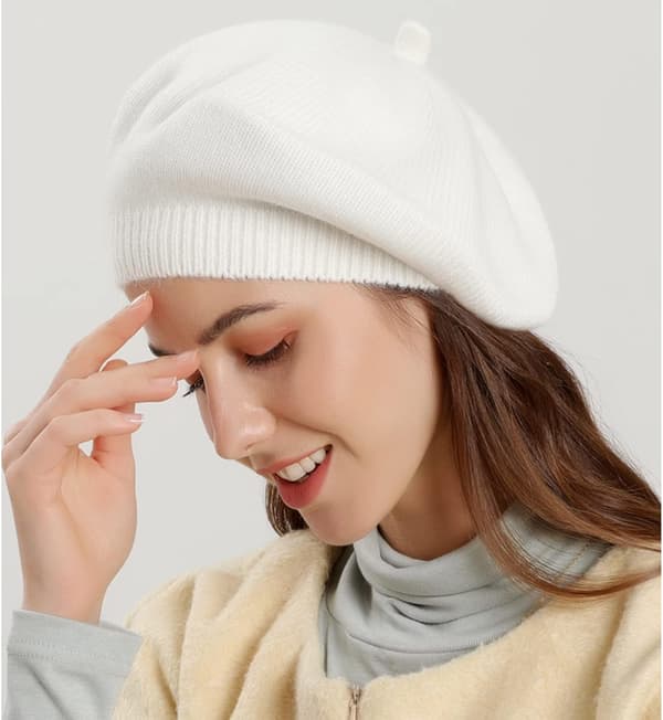 Kvinners klassiske franske baskerlue elegant beanie høst vinter for