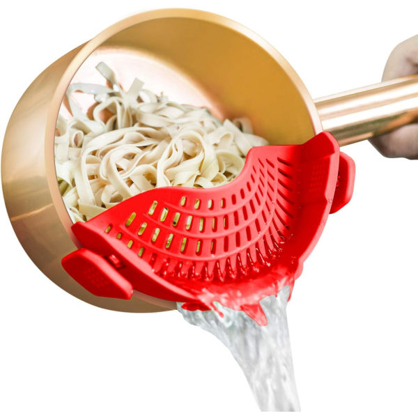 Silikon Clip-on durkslag för alla grytor och kastruller, pasta durkslag