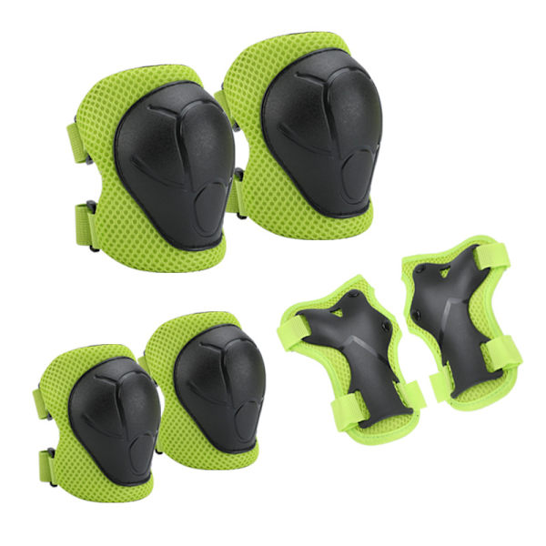 Barn skyddsutrustning set knäskydd för barn 3-14 år (6PCS) Green