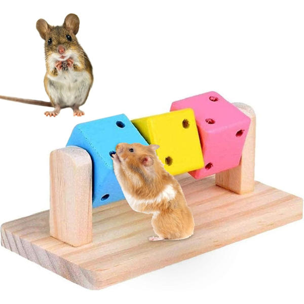 Hamster tyggelegetøj, naturligt trælegetøj til tænder til marsvin,