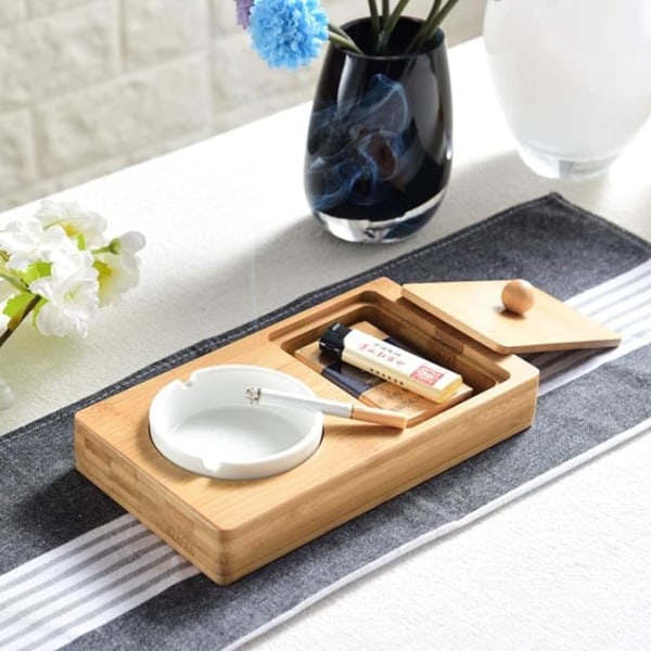 Modern minimalistisk keramisk askkopp kreativ trä träförvaring B