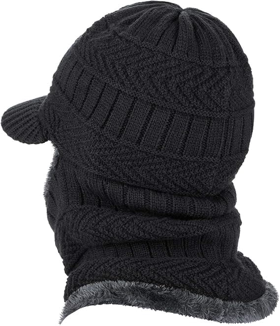 Herr vinter fleece hattar och tjocka ullmössor, halsduk, öronproppar
