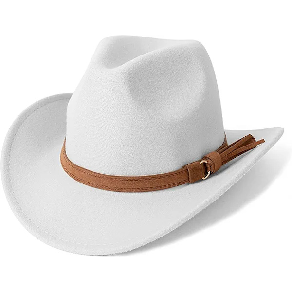 Platt topp Cowboy Top Hat Roll Brim Filt Hatt Män Kvinnor Utomhus Wes