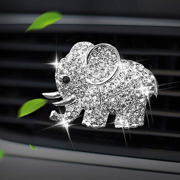 Bling diamant elefant bil luftfrisker ventilklips