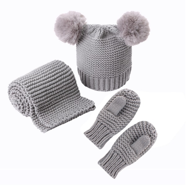 Baby Hat Scarf Gloves Set Toddler Winter Knitted Hat Neck Warmer