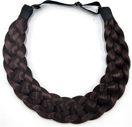 2PCS Flätad pannband, 5 trådar syntetiskt hår, Elastiskt pannband