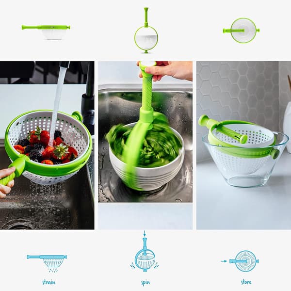 Enkel å bruke salatspinner - Non-Scratch Nylon roterende sil
