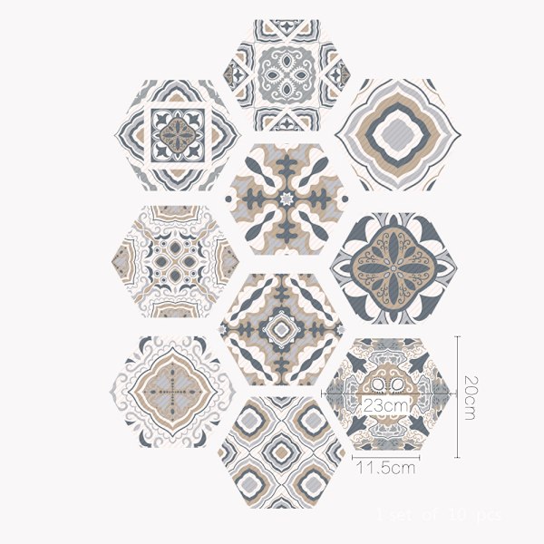 10 st Hexagonal Dekorativa Hexagonala Väggstickers Halkskydd Wate